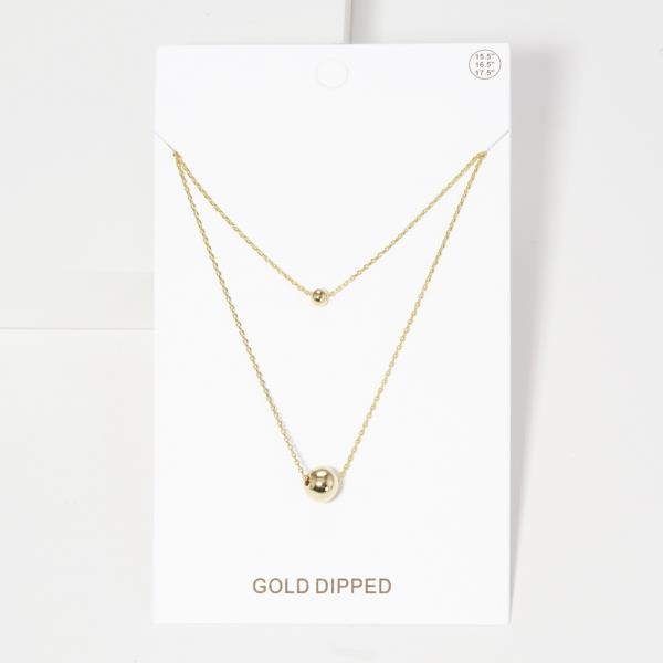 DOUBLE BALL BEAD LAYERED NECKLACE