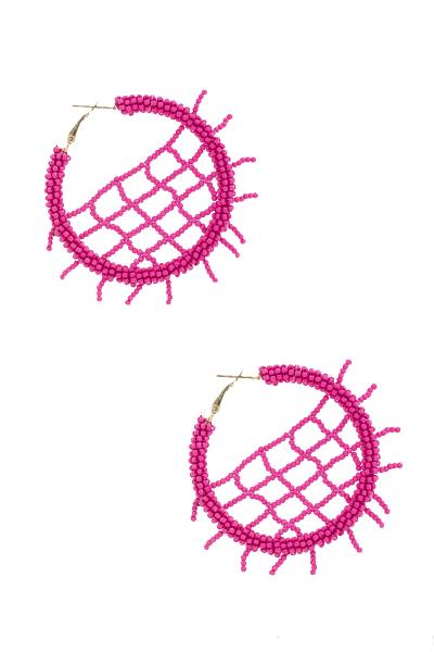 SEED BEAD HOOP EARRING