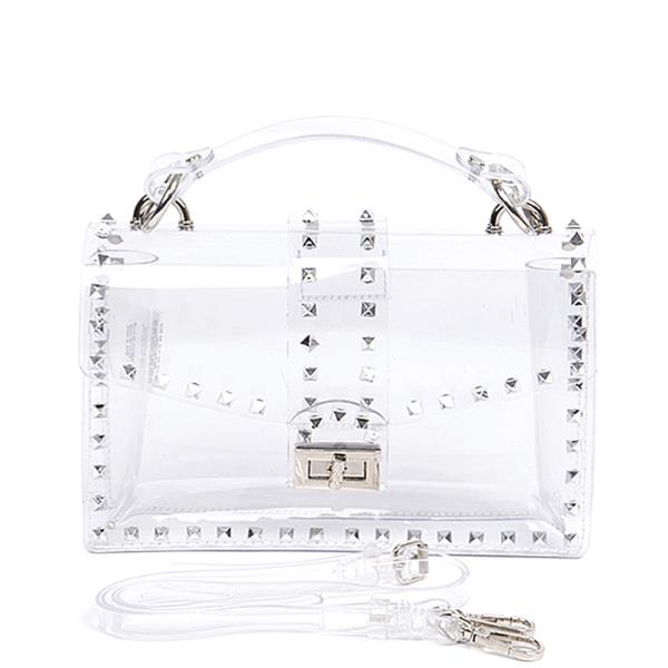 FASHION CLEAR POST SQUARE WITH HANDLE CROSSBODY BAG