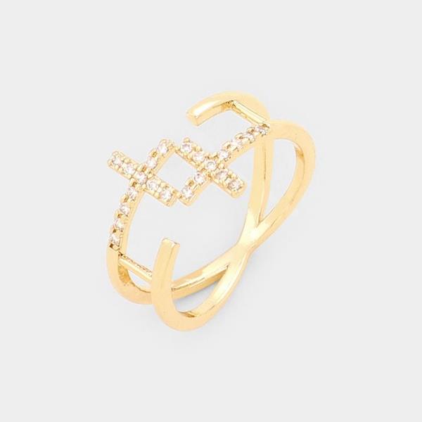 GOLD DIPPED CZ CROSS RING