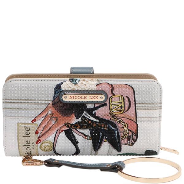 NICOLE LEE SIGNATURE RFID BIFOLD WALLET WRISTLET