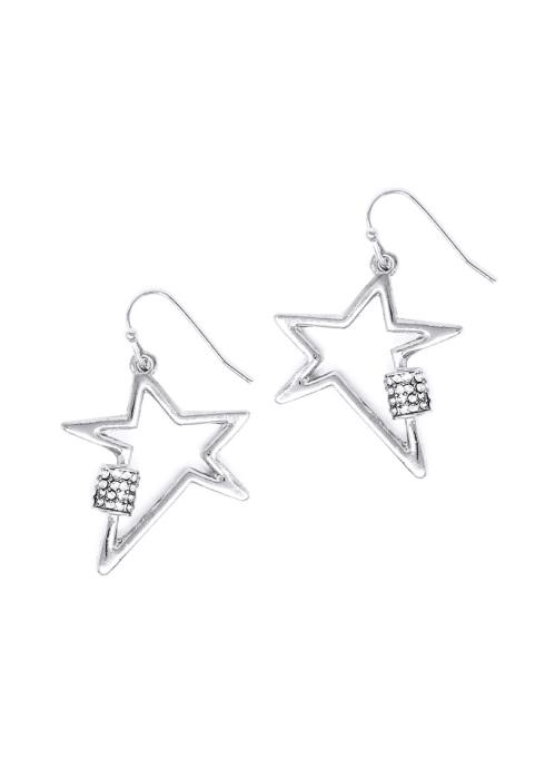 METAL STAR STONE HOOK EARRING