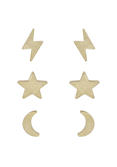 STAR LIGHTNING MOON 3 PAIR EARRING SET