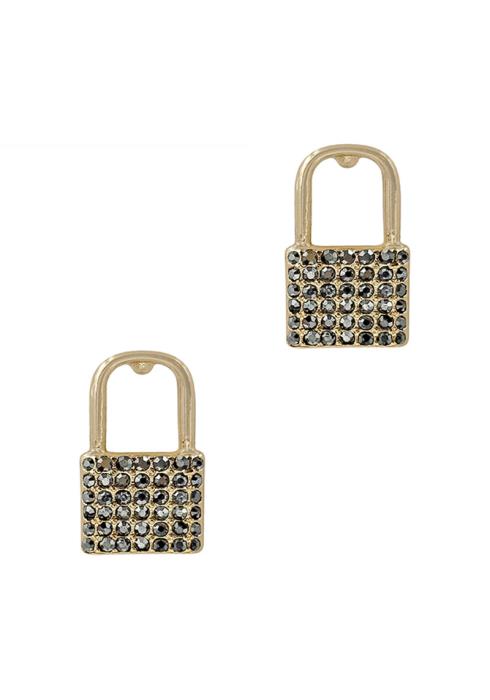 METAL LOCK RHINESTONE EARRING