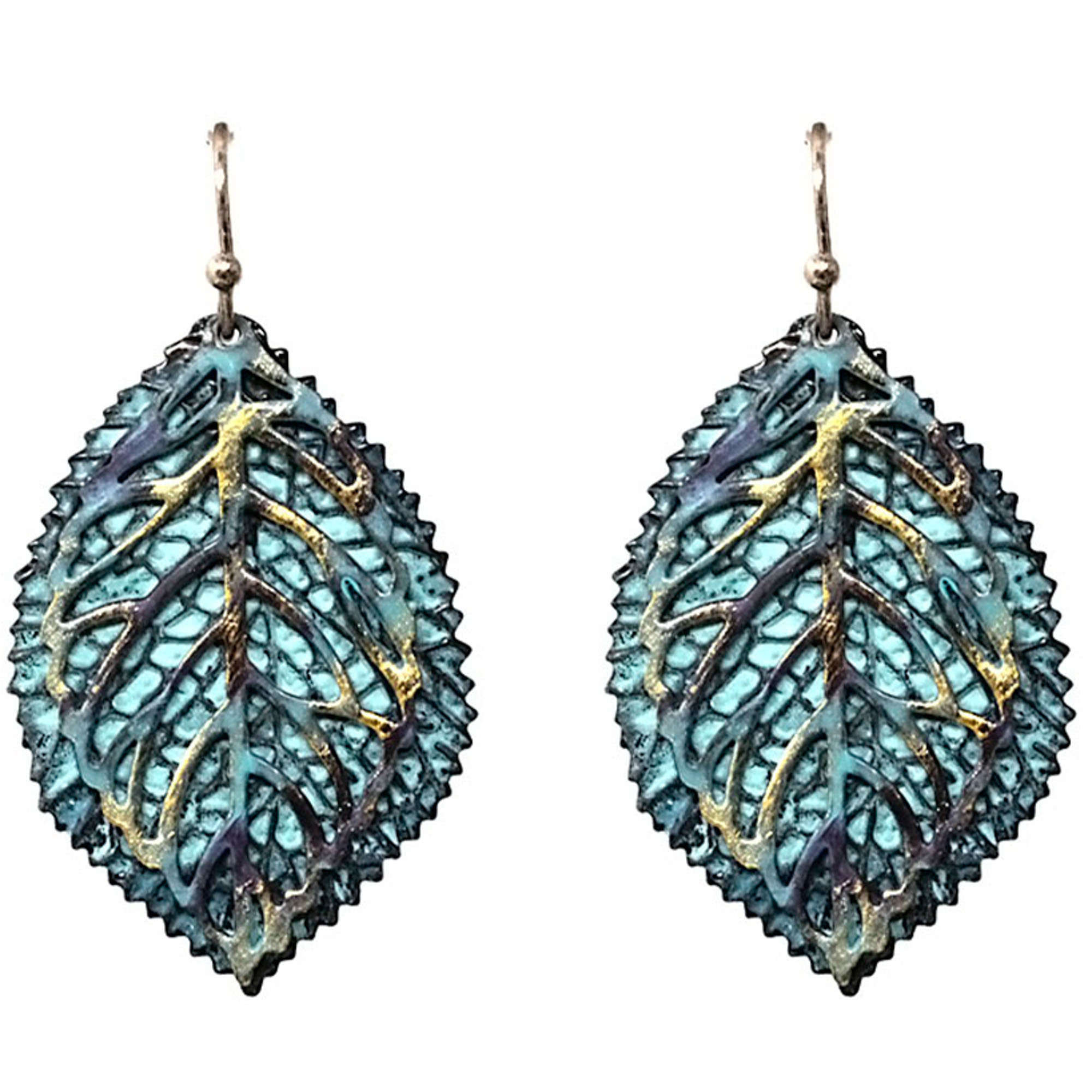 RODEO WESTERN NATURE LEAF METAL DANGLE EARRING