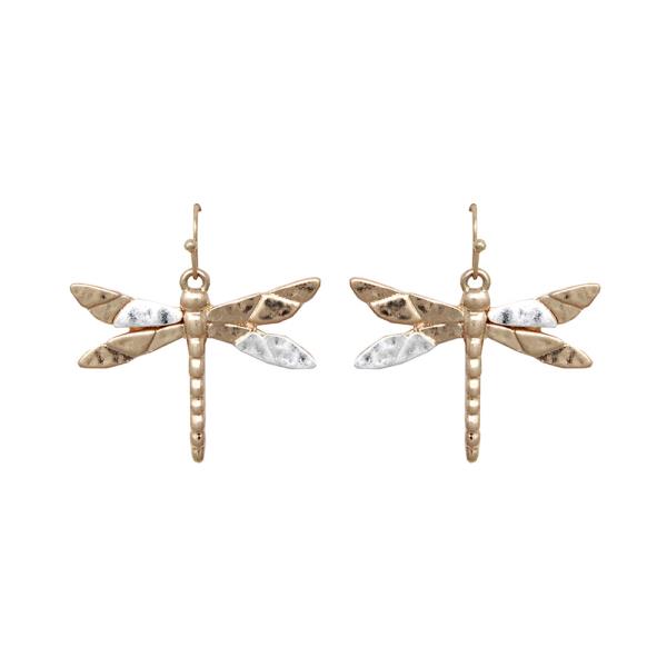 RODEO WESTERN RUSTIC ANTIQUE DRAGONFLY DANGLE EARRING