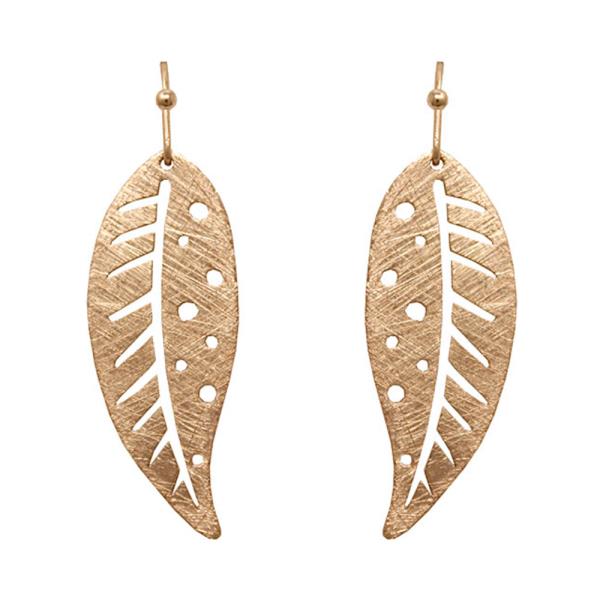 BURNISHED METAL LEAF DANGLE EARRING