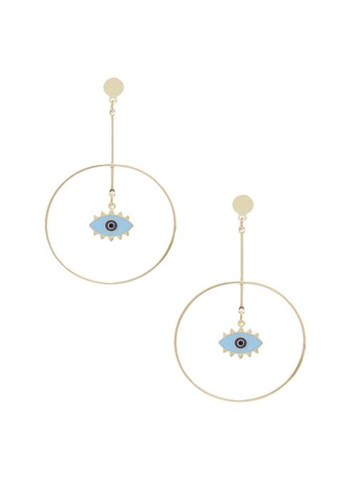 EVIL EYE CIRCLE POST DROP EARRING
