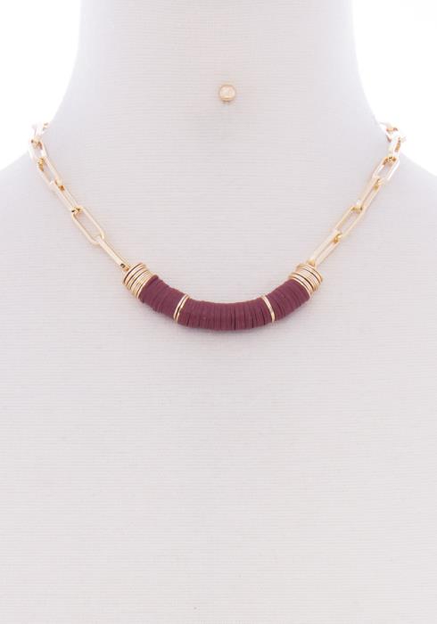 MIDDLE POINT METAL SHORT NECKLACE EARRING SET