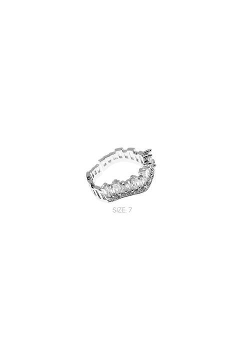 RHINESTONE CRYSTAL BAGUETTE CUT WAVE RING
