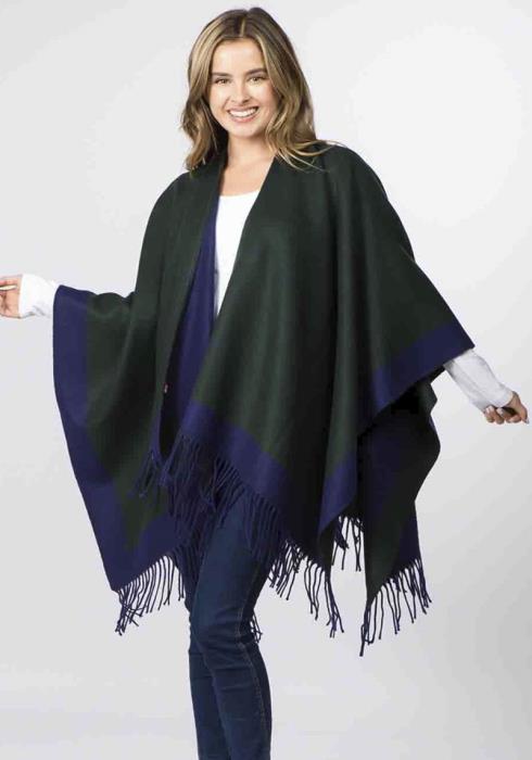 BORDER STRIPE DESIGN RUANA