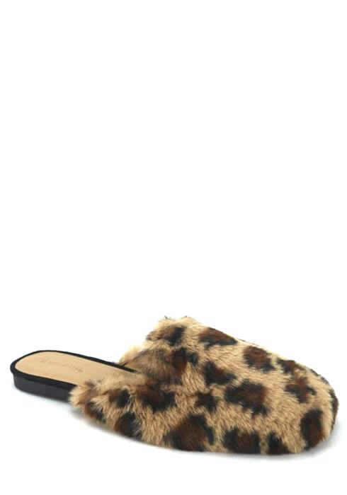 CHIC FURRY PRINT COLORED SLIPPERS