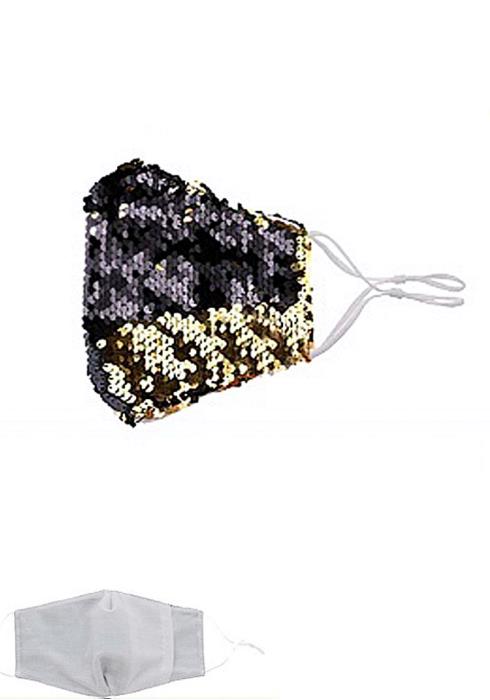 FASHION MERMAID TWO TONE SEQUIN FACE MASK WITH FILTER POCKET