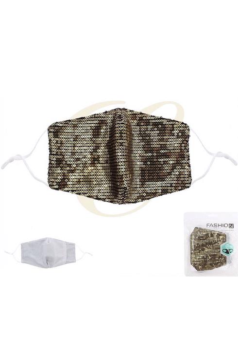 TRENDY MULTI SEQUIN ACCENT FACE MASK WITH FILTER POCKET