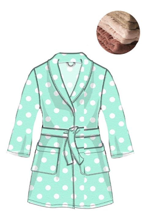 MINT DOT FLANNEL PLUSH SLEEPWEAR JACKET