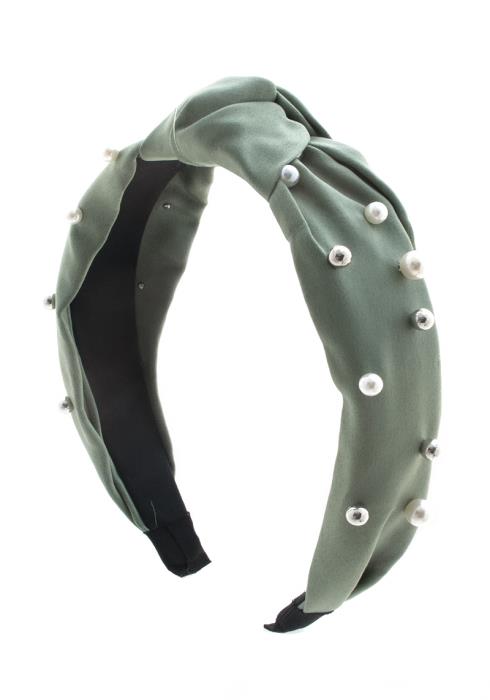 FASHION SATIN PEARL STUDDED HEADBAND
