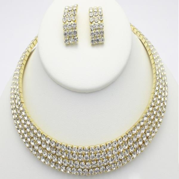 RHINESTONE NECKLACE EARRING SET