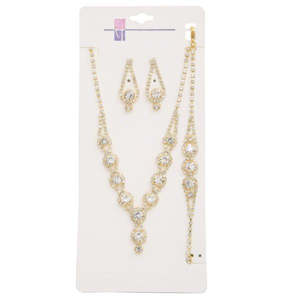 ELEGANT RHINESTONE BRACELET NECKLACE SET