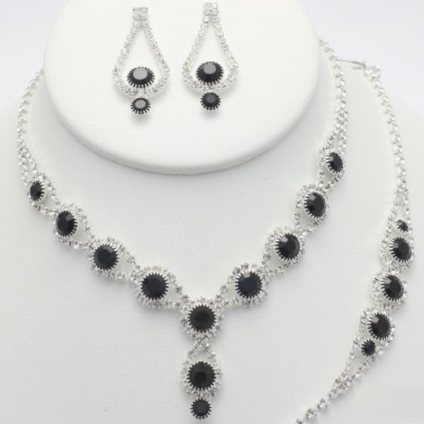 ELEGANT RHINESTONE BRACELET NECKLACE SET