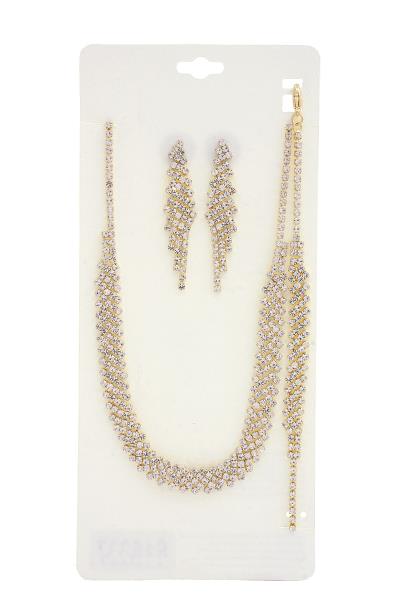 BRIDAL CRYSTAL RHINESTONE NECKLACE EARRING BRACELET SET