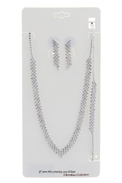 BRIDAL CRYSTAL RHINESTONE NECKLACE EARRING BRACELET SET