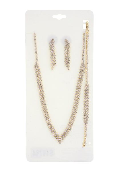V SHAPE RHINESTONE BRACELET NECKLACE SET