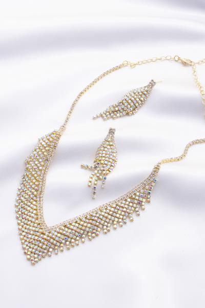 V SHAPE RHINESTONE NECKLACE