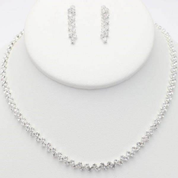 BASIC CRYSTAL RHINESTONE NECKLACE EARRING SET