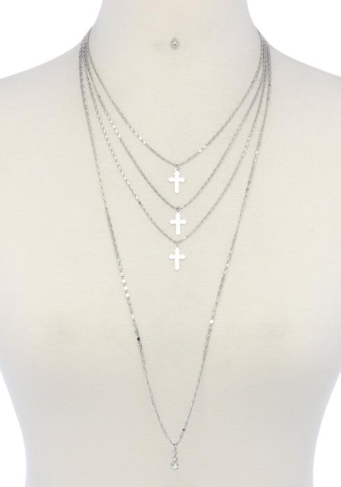 CROSS CHARM MULTI LAYERED NECKLACE