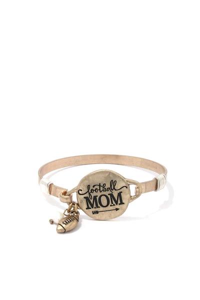 FOOTBALL MOM CHARM METAL BRACELET