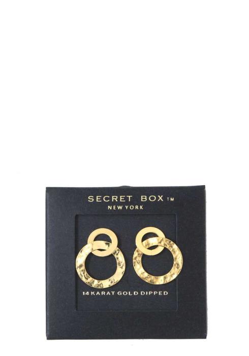 HAMMERED METAL DOUBLE CIRCLE POST EARRING