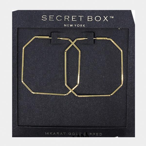 SECRET BOX 14K GOLD DIPPED OCTAGON EARRING