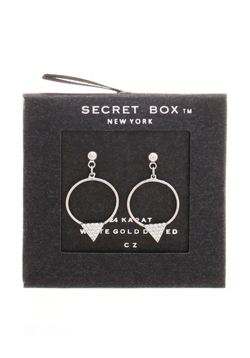 SECRET BOX METAL ROUND TRIANGLE STONE POINT EARRING