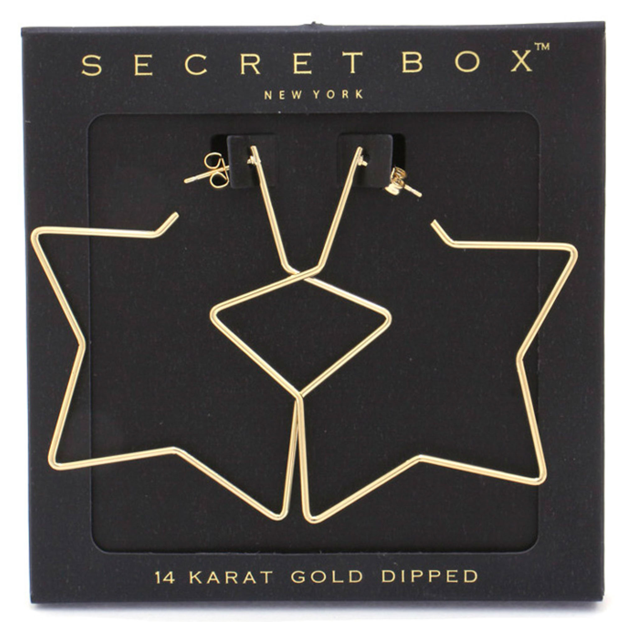 SECRET BOX OPEN STAR POST EARRING