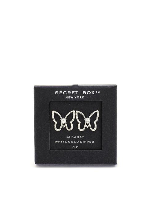 SECRET BOX CUBIC BUTTERFLY STUD EARRING