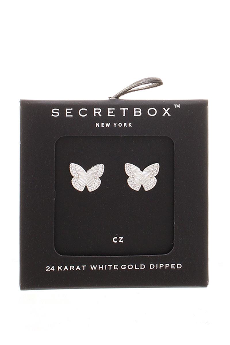 SECRET BOX BUTTERFLY METAL STUD EARRING