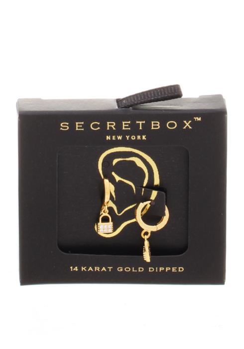 SECRET BOX 10MM LOCK CUBIC HUGGIE HOOP EARRING