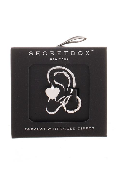 SECRET BOX HEART 10MM HUGGIE HOOP EARRING