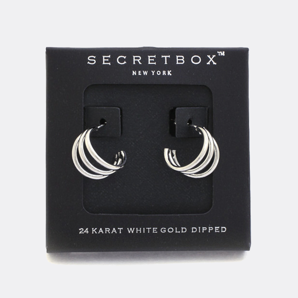 SECRET BOX 3 RING OPEN CIRCLE EARRNG