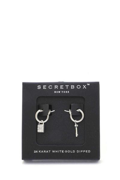 SECRET BOX LOCK KEY CHARM HUGGIE EARRING