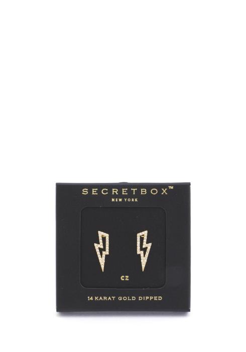SECRET BOX LIGHTING BOLT STUD EARRING
