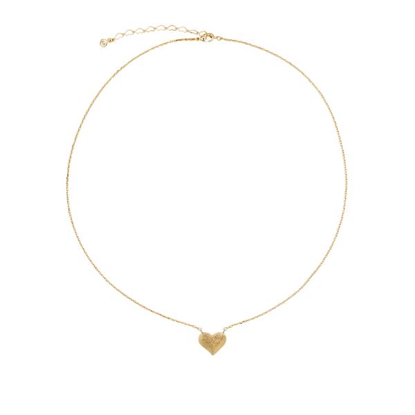 SECRET BOX BRUSHED HEART CHARM 14 KARAT GOLD DIPPED NECKLACE