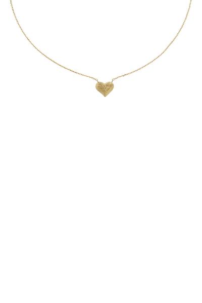 SECRET BOX BRUSHED HEART CHARM 14 KARAT GOLD DIPPED NECKLACE