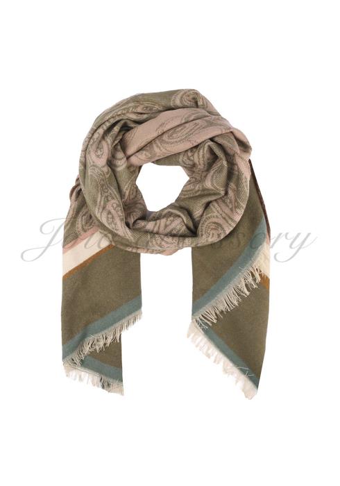 COLOR BLOCK PAISLEY SCARF