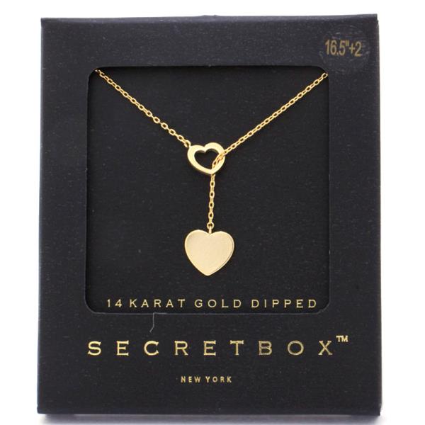 SECRET BOX DOUBLE HEART CHARM NECKLACE