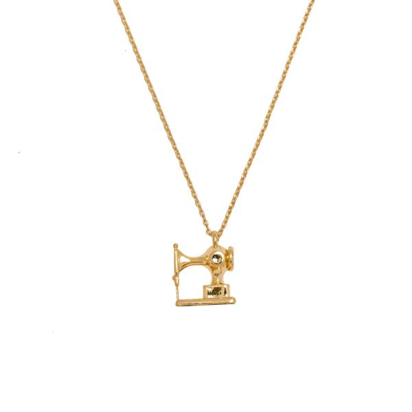 SECRET BOX 14KT GOLD DIPPED SEWING MACHINE NECKLACE