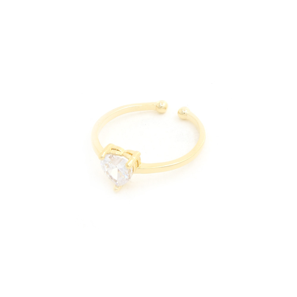 HEART CZ 14K GOLD DIPPED ADJUSTABLE RING