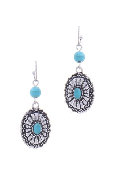 WESTERN STYLE TQ STONE DANGLE EARRING