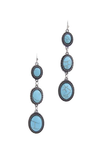 TRIPLE FAUX TURQUOISE STONE DROP EARRING