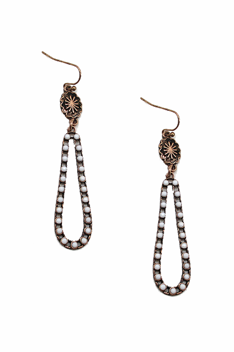 WESTERN STYLE STONE TEARDROP DANGLE EARRING